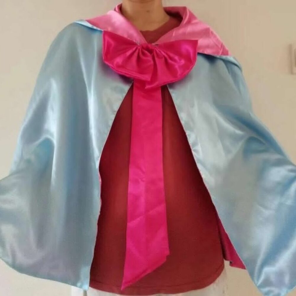 new handmade women cinderella God mother shimmer blue cape
